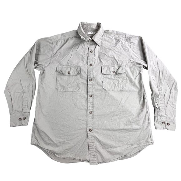 VTG J Crew Shirt Men Medium Beige Button Up Two Pocket Casual Workwear Hong Kong - Picture 1 of 7